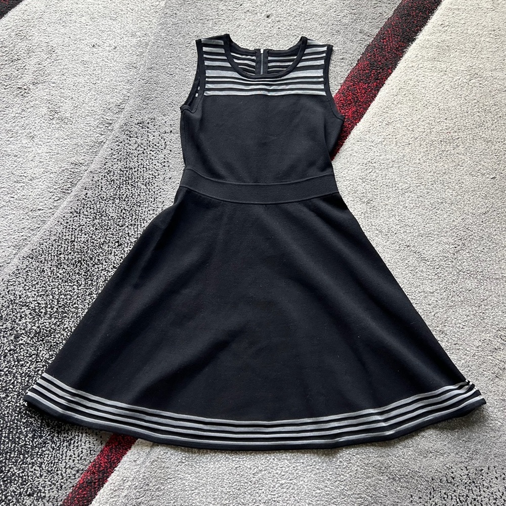 Milly New York Black A Line Mesh Sheath Dress